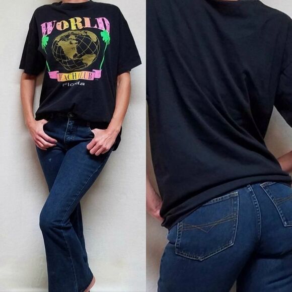 VINTAGE World Beach Club Florida Single Stitch Tee - Picture 1 of 12